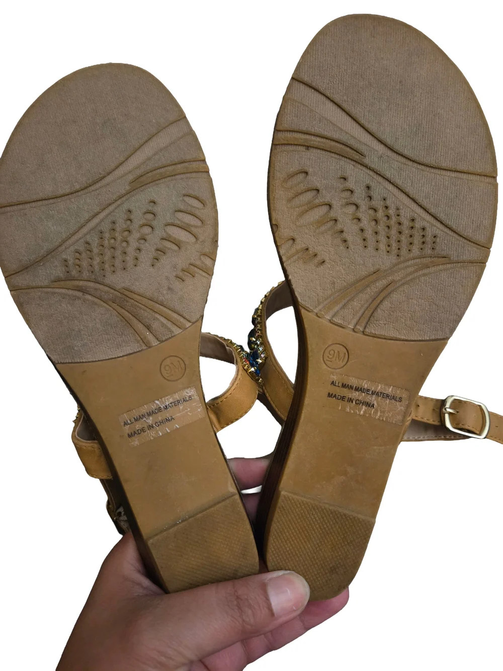 Dolce by Mojo Moxy Rhinestone Gem Embellished Flat Sandals Size 9